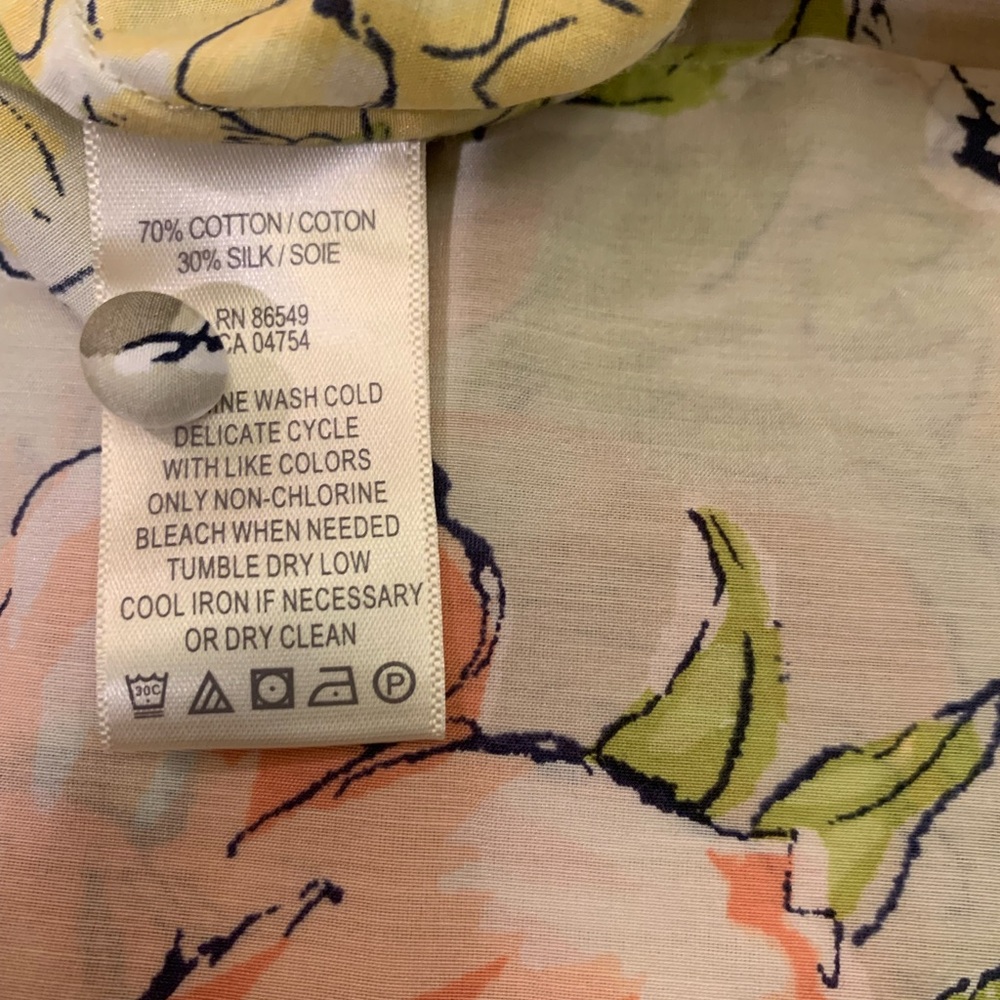 Tommy Bahama Cotton/Silk Floral Blouse in Orange, Yellow, and Green - Picture 4 of 12